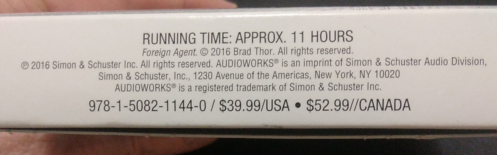 Foreign Agent by Brad Thor 2016, CD read by Armand Schultz