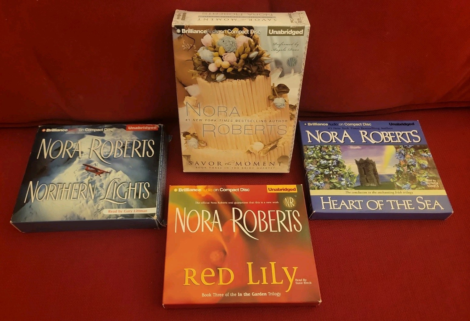 Nora Roberts 4 Audiobook CD Lot Northern Lights, Red Lily, Savor The Moment, Etc