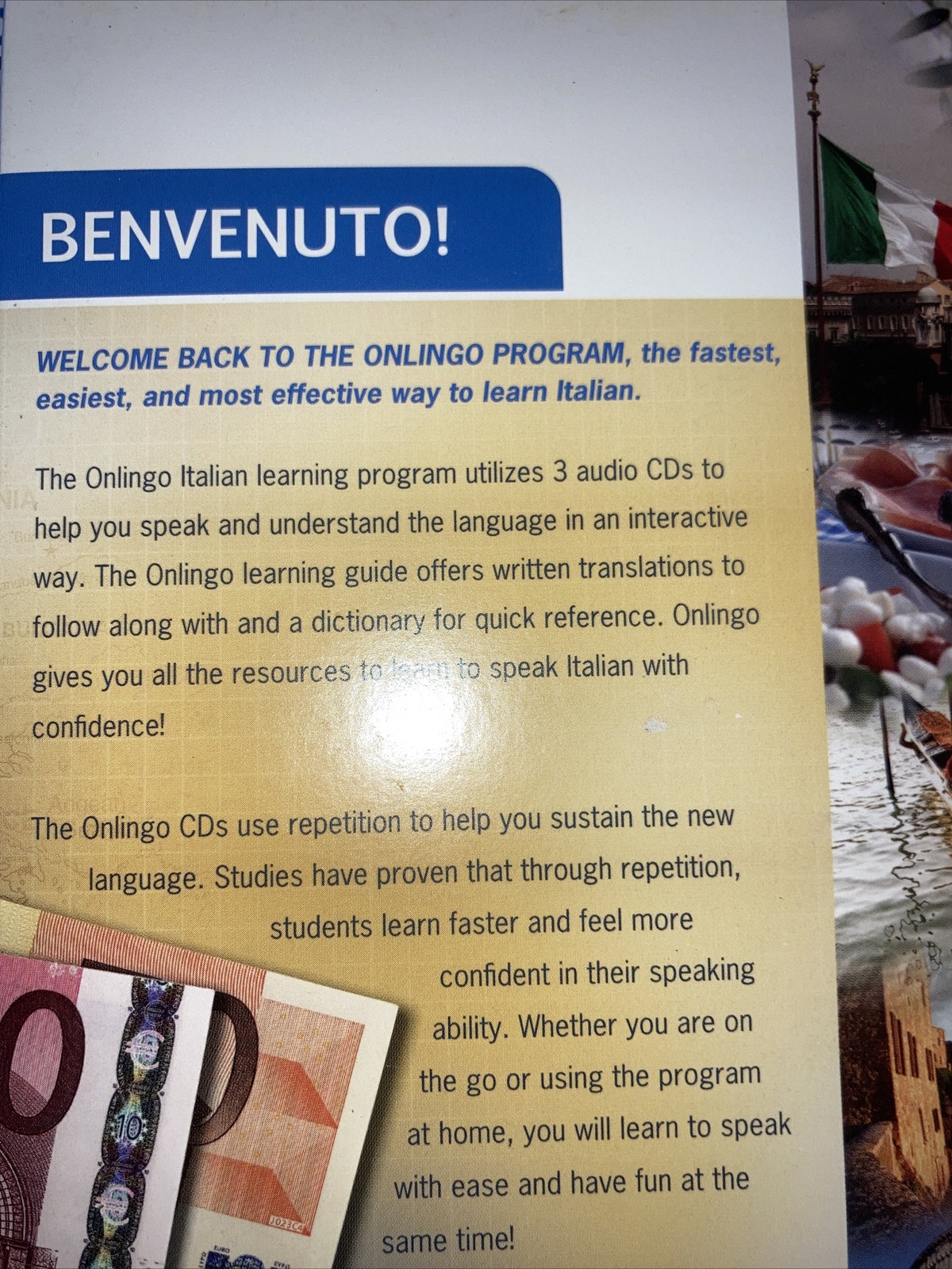 Onlingo Italian CD’s — Level 1 and 2 — 6 Audio CD Set
