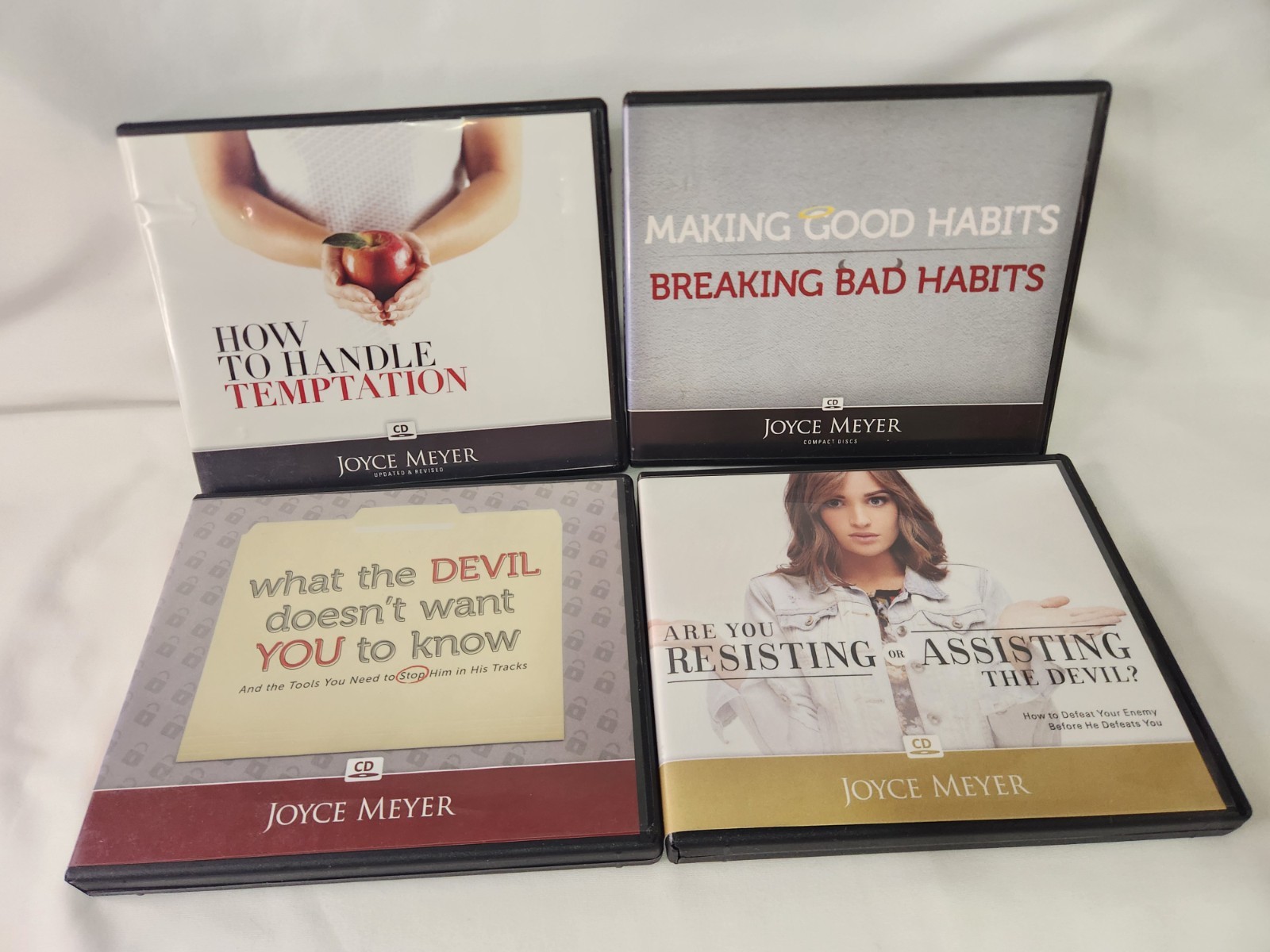 Lot Of 4 Joyce Meyer AudioBook CDs Resisting Temptation Habits Devil — Very Good