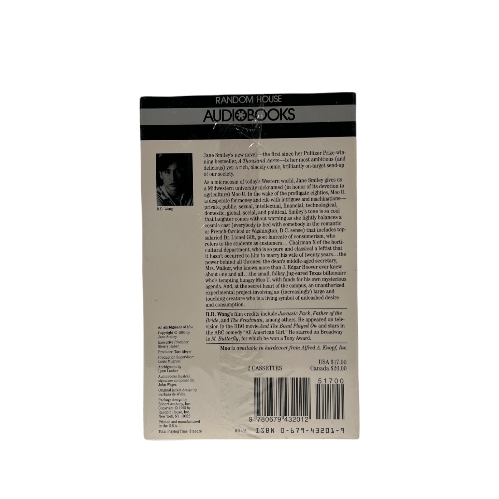 MOO By Jane Smiley Unabridged Audiobook On 2 Cassettes Random House — NEW