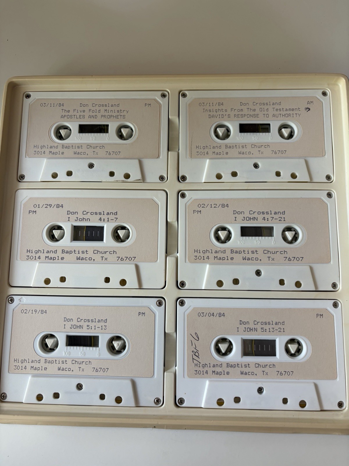 Set Of 12 Sermon Cassettes Don Crossland Highland Baptist Church Waco, TX 1984
