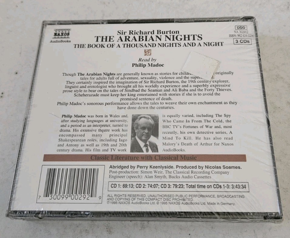 THE Arabian Nights — Sir Richard Burton Audiobook CD SET SEALED