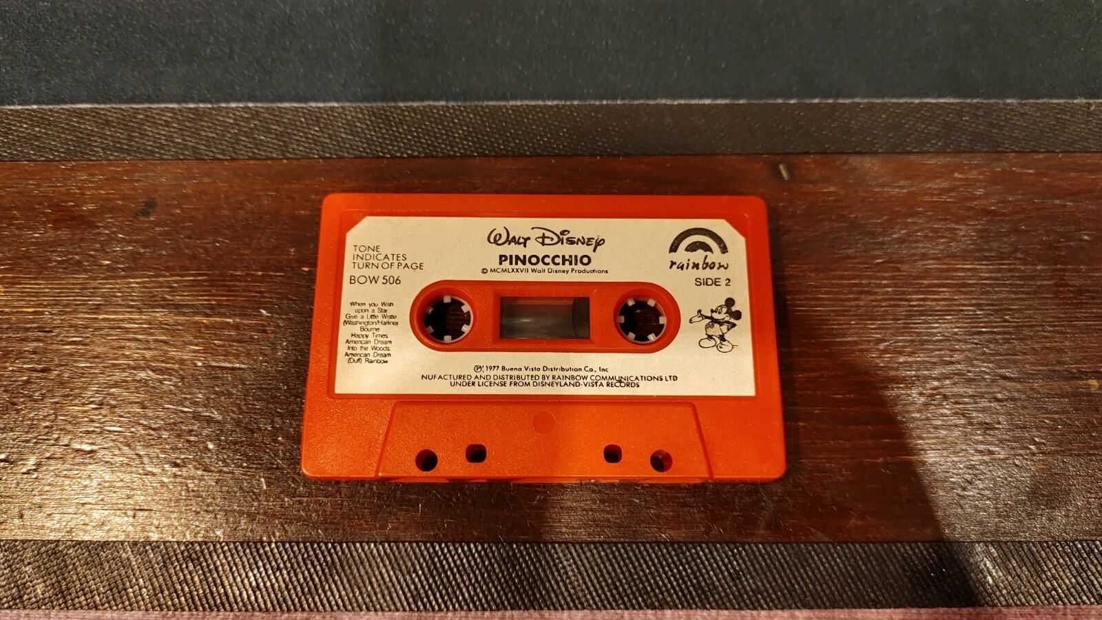 Disney’s Pinocchio — Children’s Story Audiobook Cassette Tape (Rainbow, 1977)
