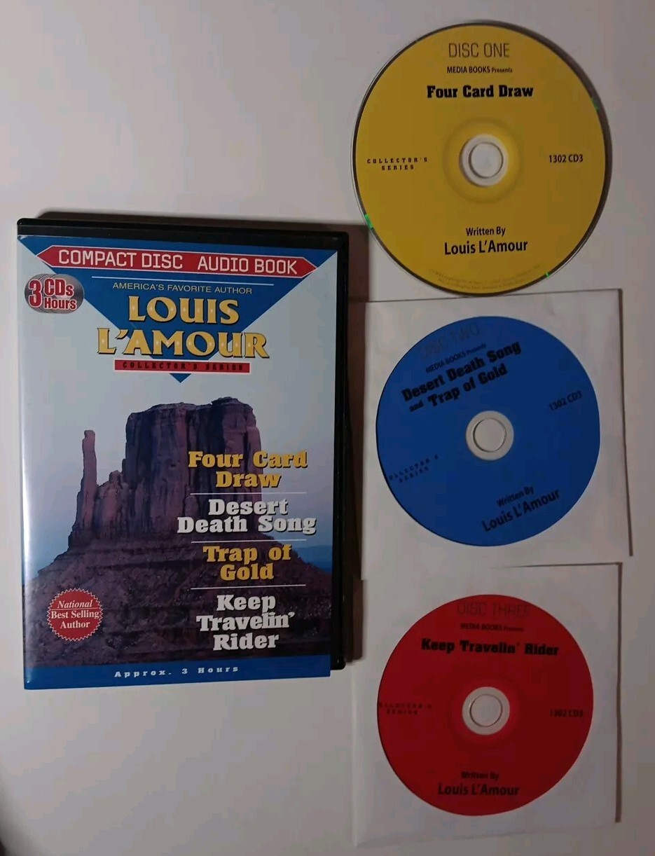 Louis L’amour Audio Book CD Set, Four Card Draw/Desert Death Song/Trap of Gold/