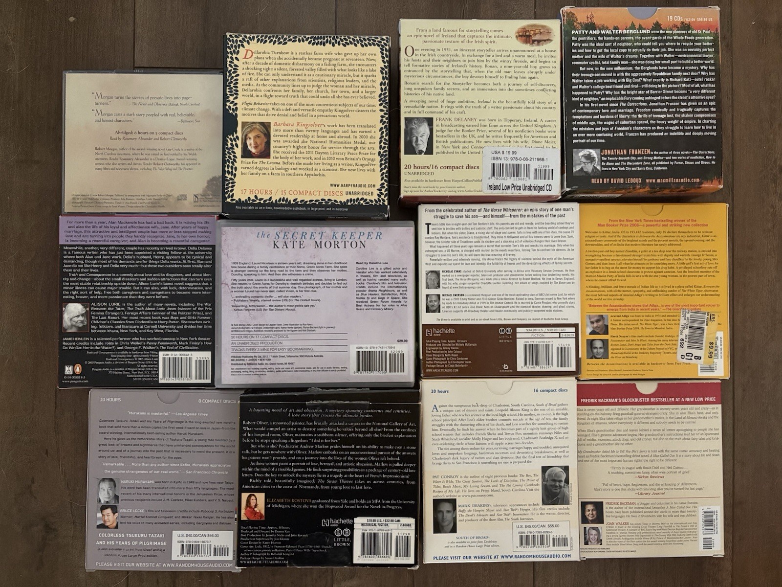 Literary & Contemporary Fiction CD Audiobook Lot — Backman, Franzen, Kingsolver