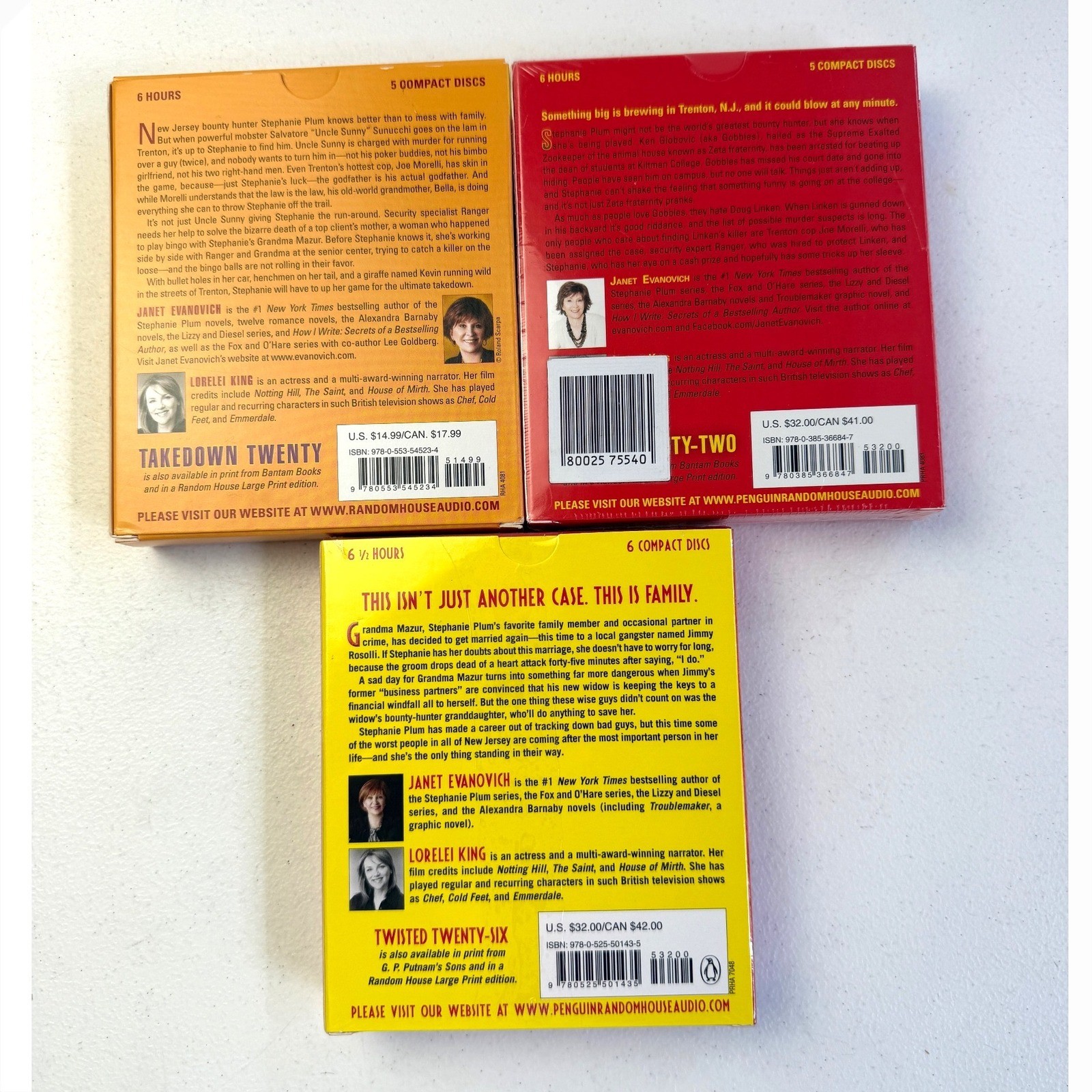 Janet Evanovich Stephanie Plum 3CD Audiobook Set Takedown Tricky Twisted Mystery