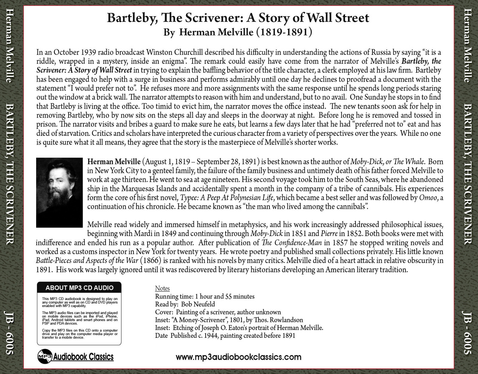 Bartleby, the Scrivener — MP3 CD Audiobook in CD jewel box