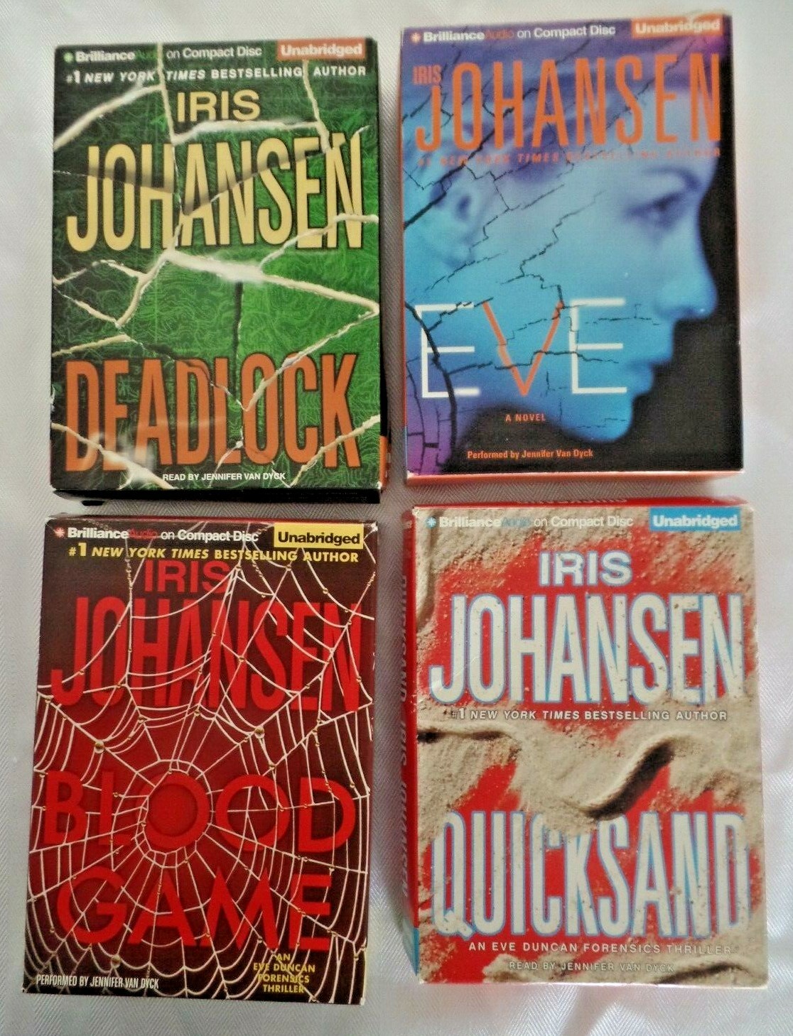 Preowned 4 Audiobooks CDs Iris Johansen Deadlock Eve Quicksand Blood Game Unabrd