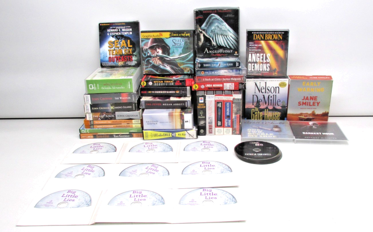 Lot of 30+ Assorted Audio Books on CD-Mystery/ Sci-Fi/ Historical/Crime Thriller