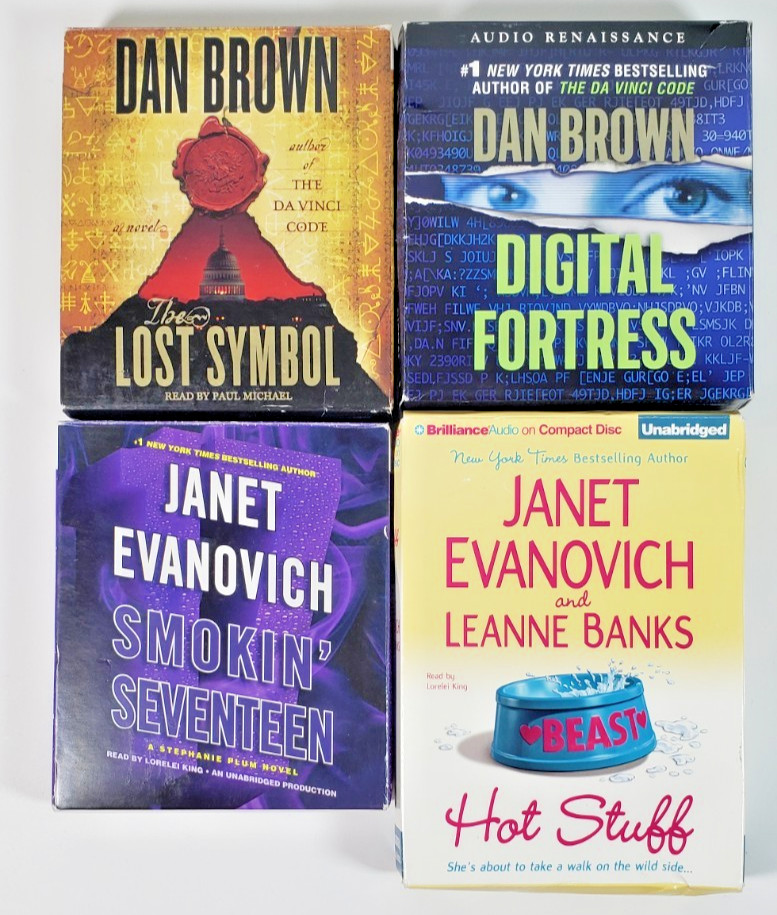 Mixed Author Audiobook CD Lot of 4 Janet Evanovich & Dan Brown 3 of 4 Unabridged