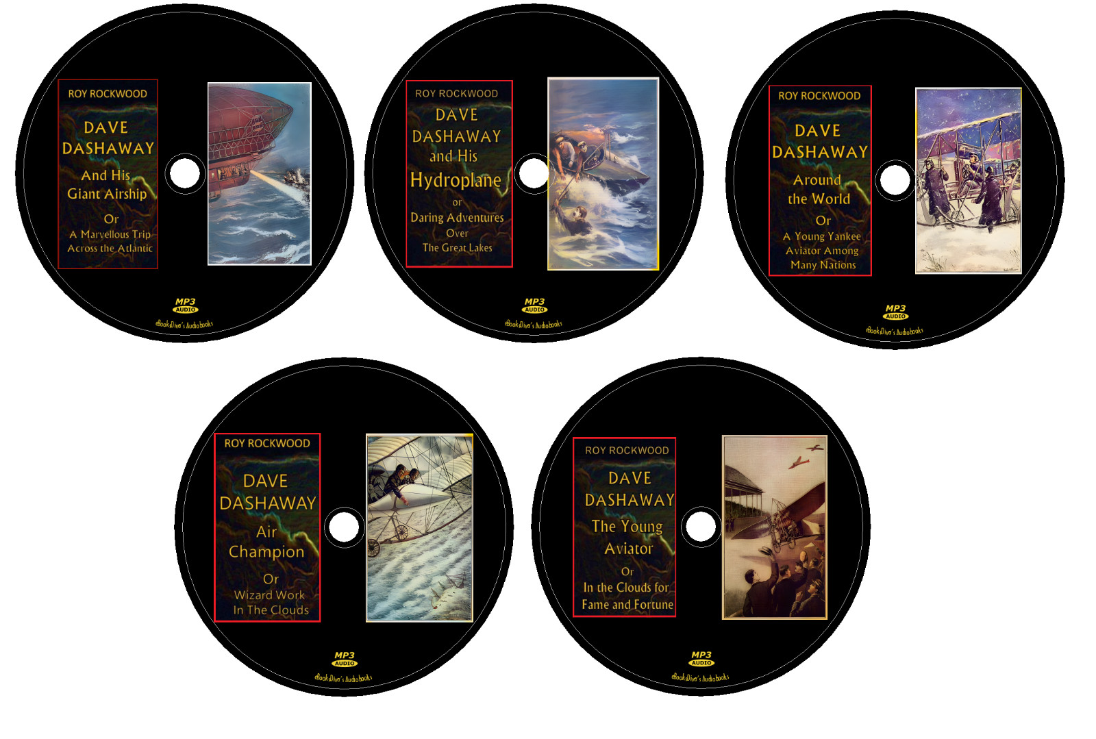 Roy Rockwood 5 Unabridged Dave Dashaway Audiobooks in 5 MP3 Audio CDs