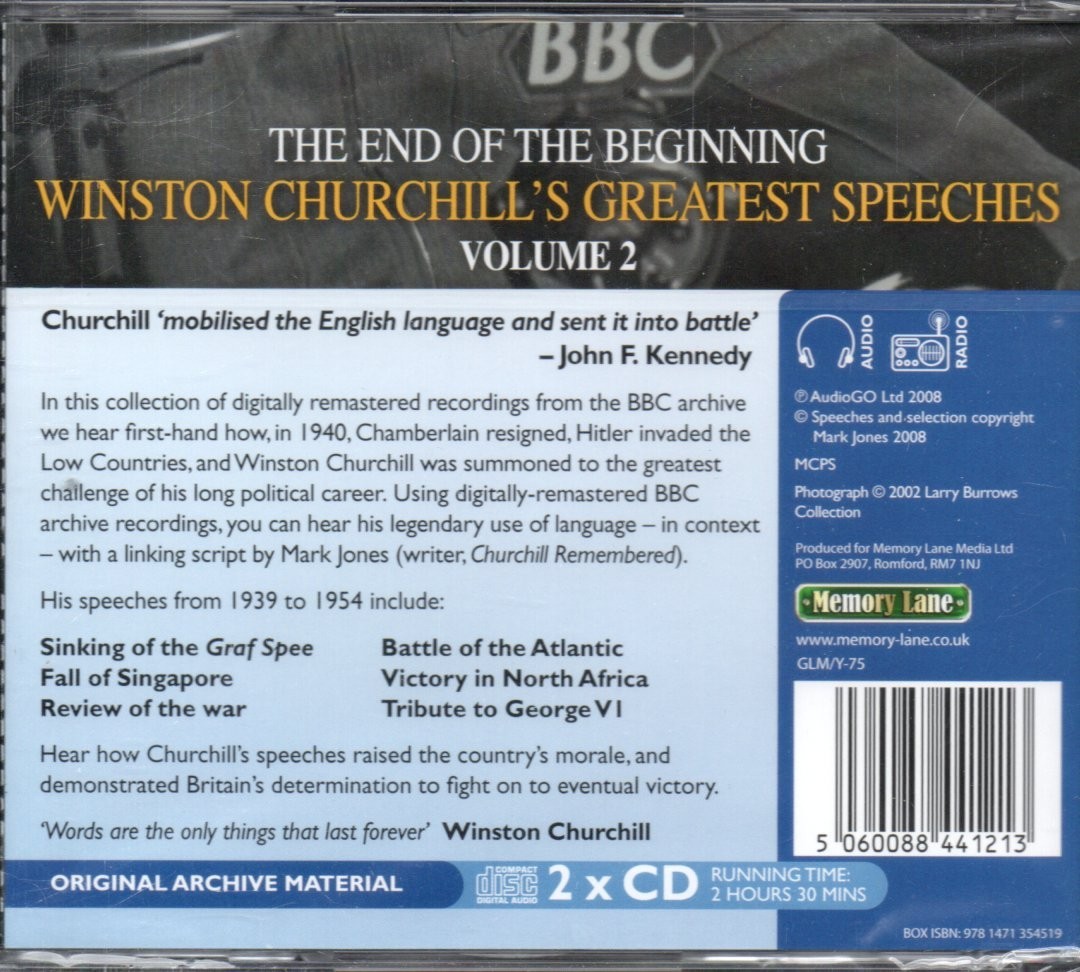 THE END OF THE BEGINNING — Churchill’s Speeches Volume 2 — 2xCD Audiobook *NEW*