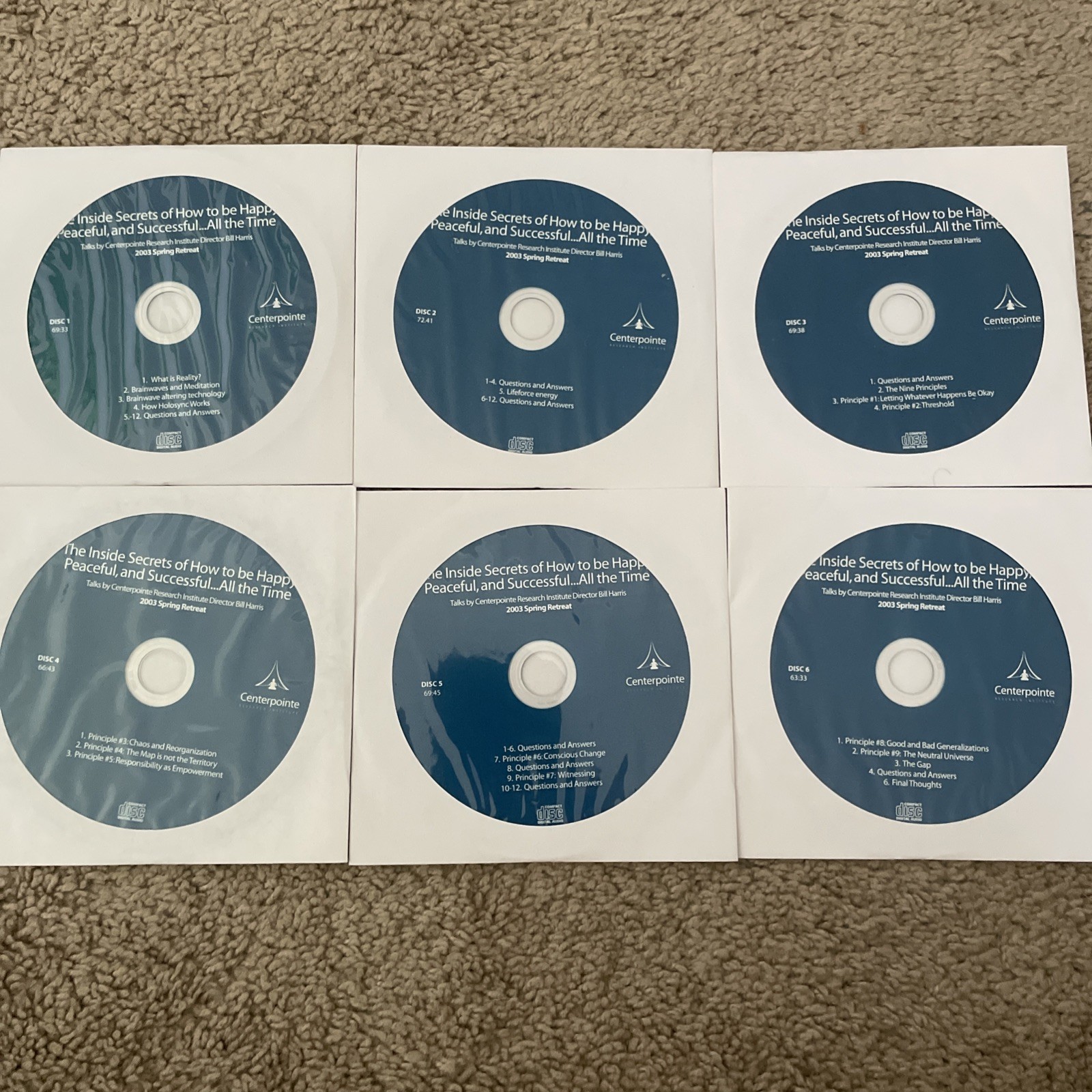 6 CD Set Inside Secrets Of How To Be Happy Bill Harris 2003 Centerpoint Research