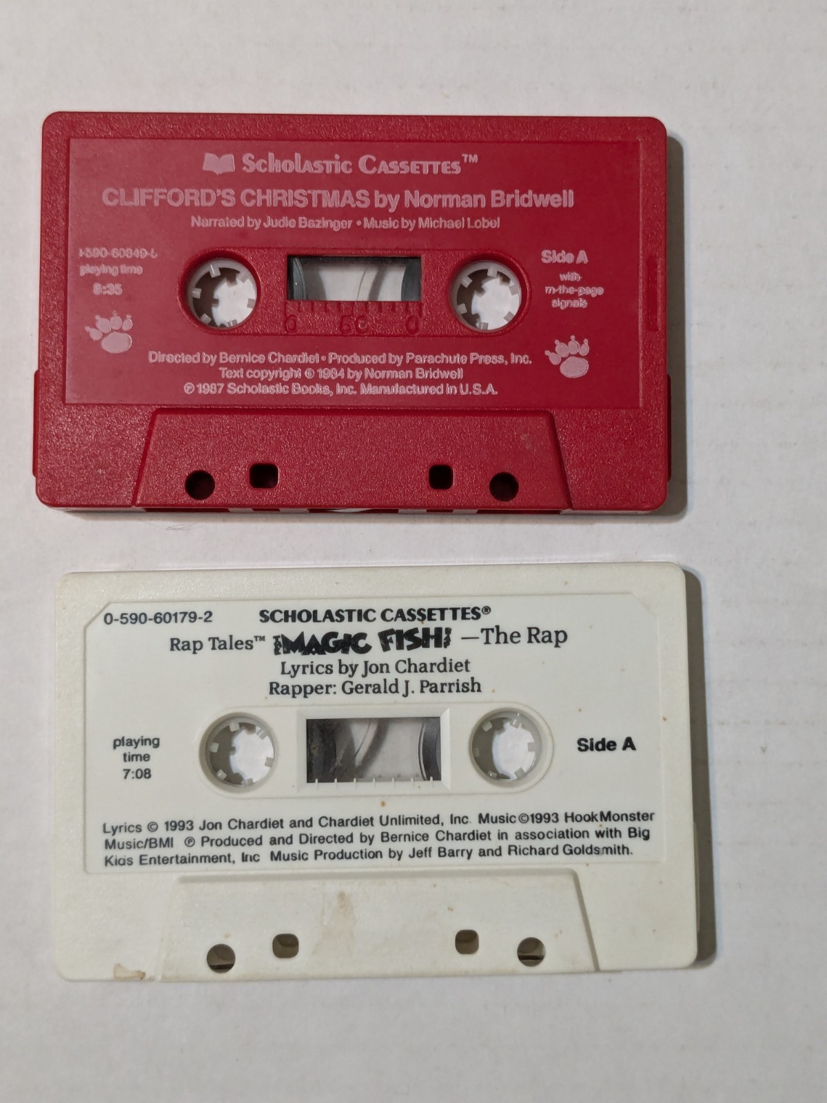 Scholastic Cassettes Clifford’s Christmas 1987 & The Magic Fish Rap Tales 1993