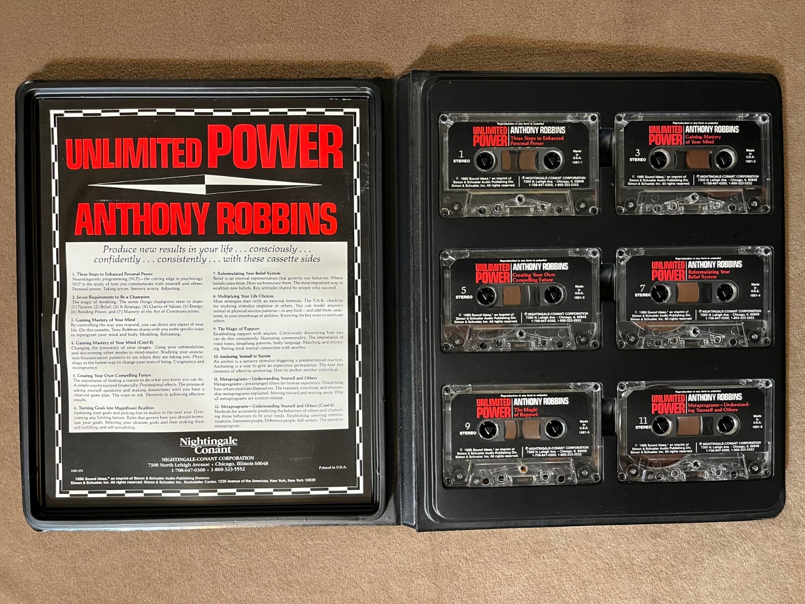 UNLIMITED POWER BY ANTHONY (TONY) ROBBINS 6 CASSETTE TAPE SUCCESS PROGRAM