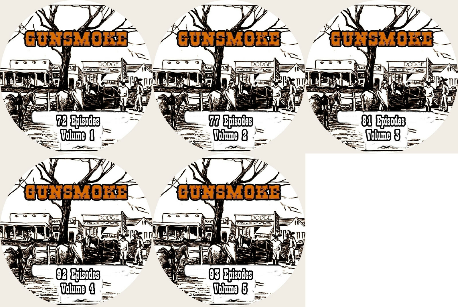 GUNSMOKE Lot of 5 / Volumes 1-5 / Mp3 (READ) CD / Old Time Radio