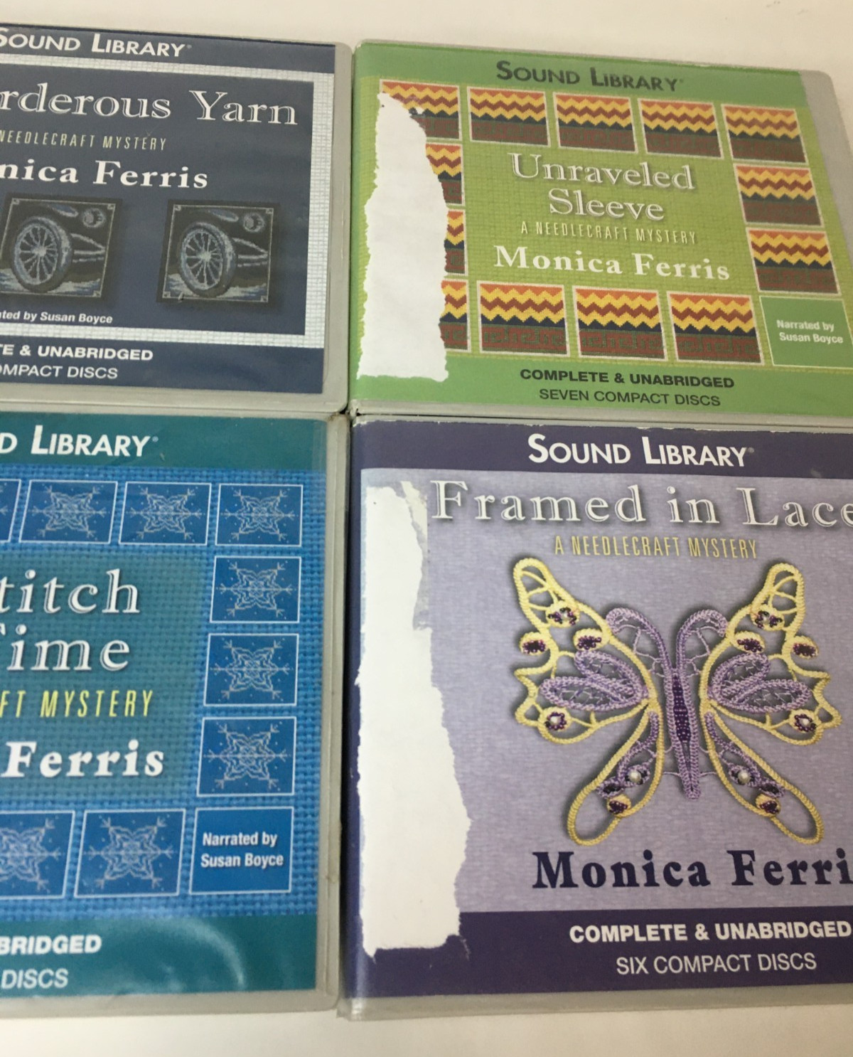 Lot of 4 Needlecraft Mystery Series by Monica Ferris Audiobooks CDs #’s 2 3 4 5