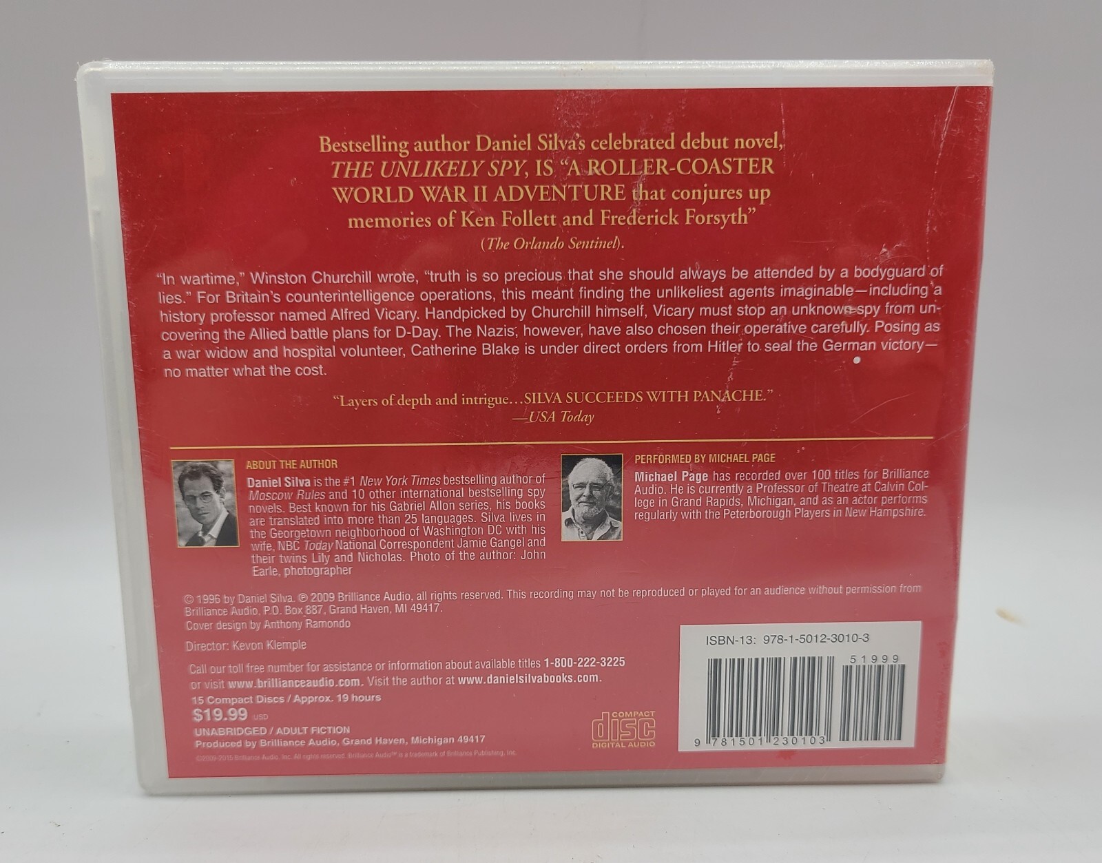 Daniel Silva Audiobook The Unlikely Spy 2009 Brillance Audio CD Unabridged NOS
