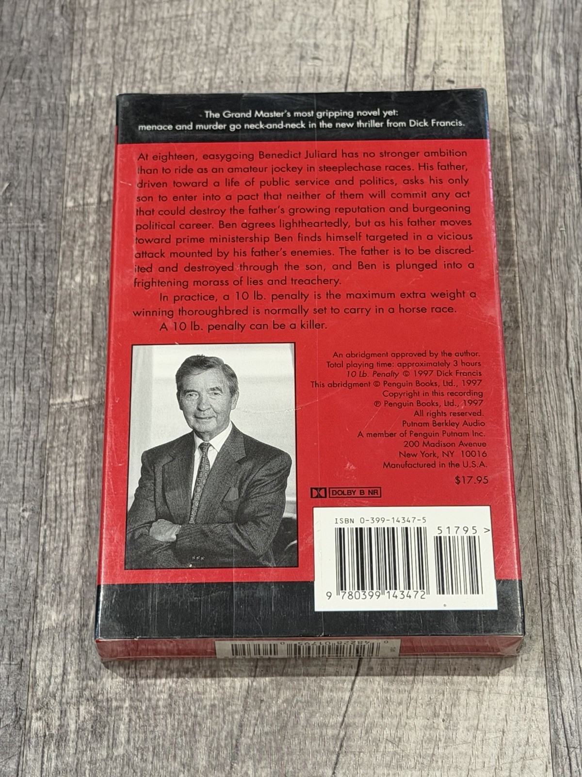 10 lb. Penalty by Dick Francis Audiobook Cassette, Read by Martin Jarvis-NEW