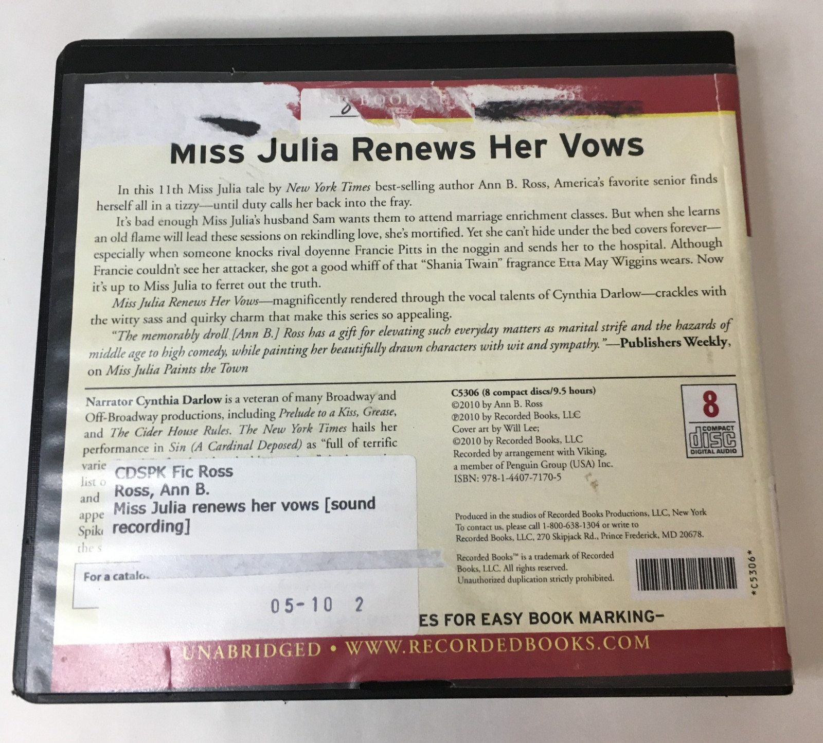 Miss Julia Renews Her Vows by Ann B. Ross Audiobook CD — Ex Library