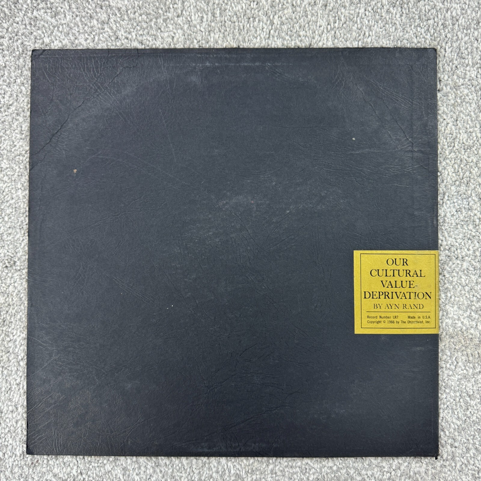 Our Cultural Value Deprivation By Ayn Rand Lecture Rare LP Album Boston 1966
