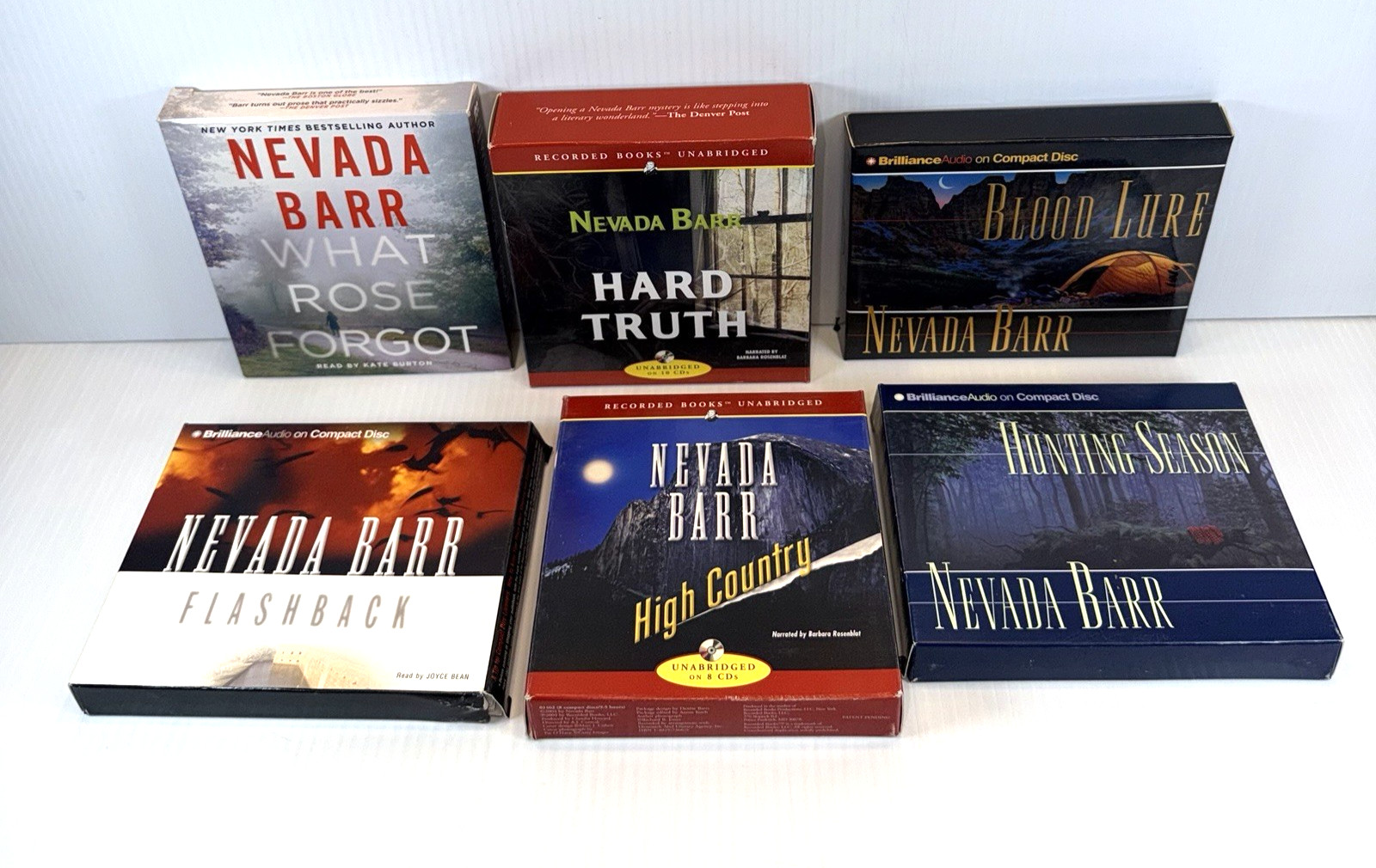 Lot of 6 Nevada Barr CD Audio Books — Blood Lure, Hunting Season, Flashback +++