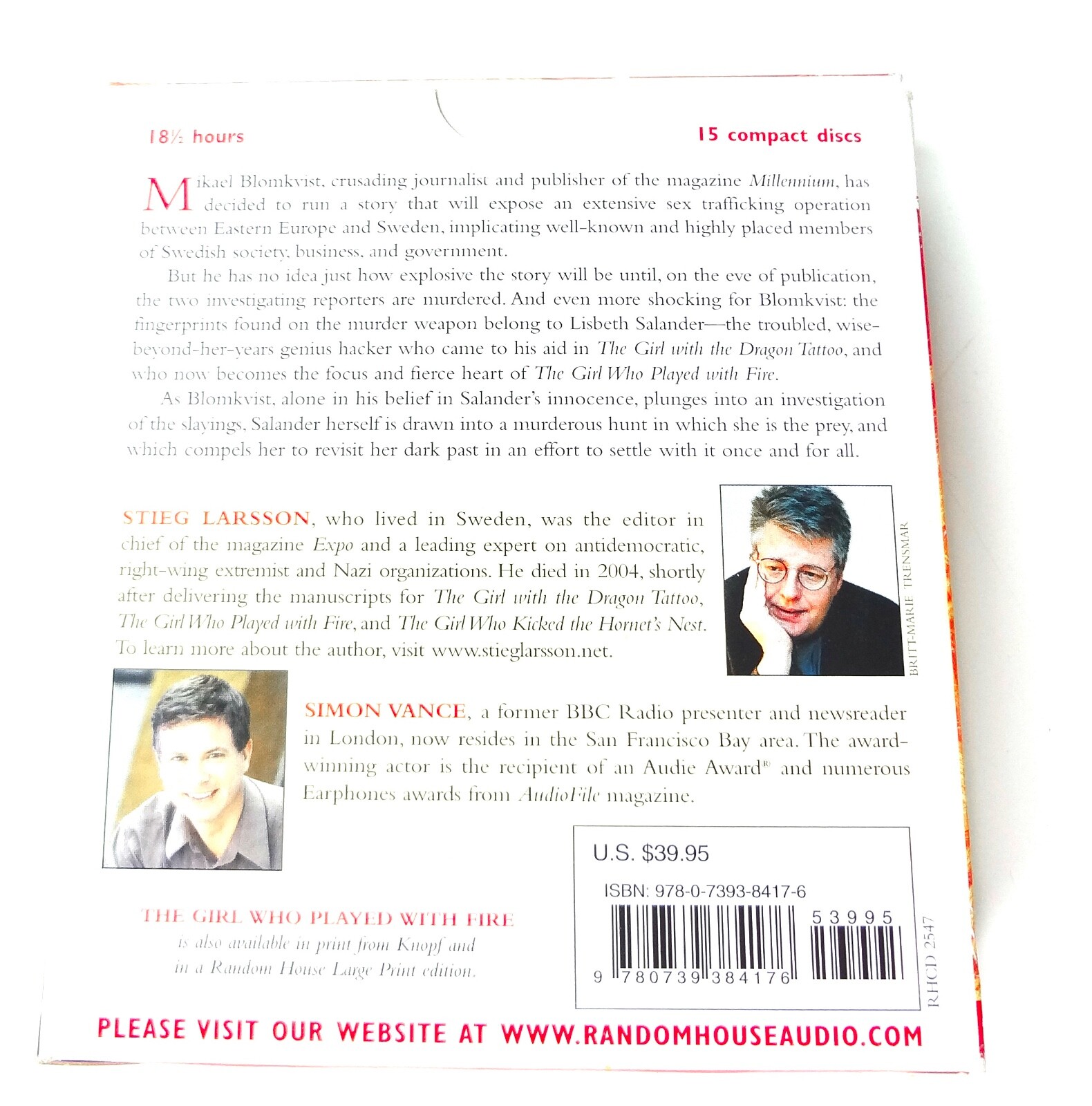 The Girl Played With Fire . ORIGINAL . CD Audio Book . SUPERB CONDITION . 2010