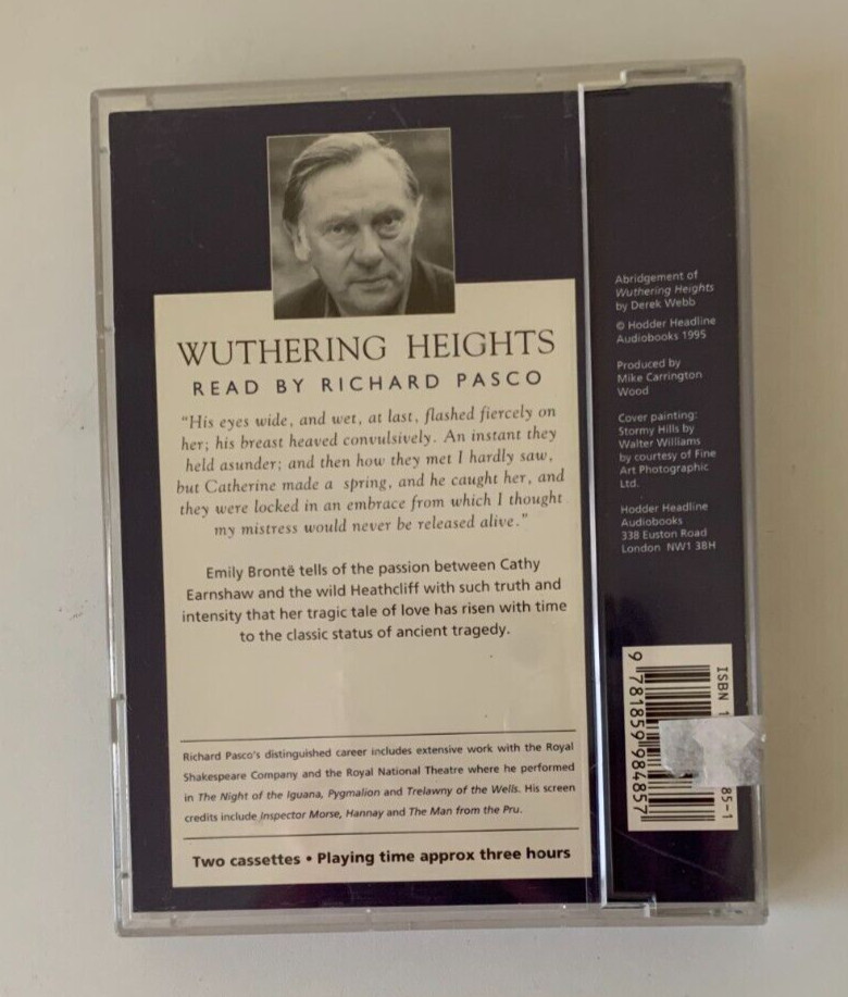 Wuthering Heights by Emily Bronte AUDIOBOOK CASETTE 1995 Read by Richard Pasco