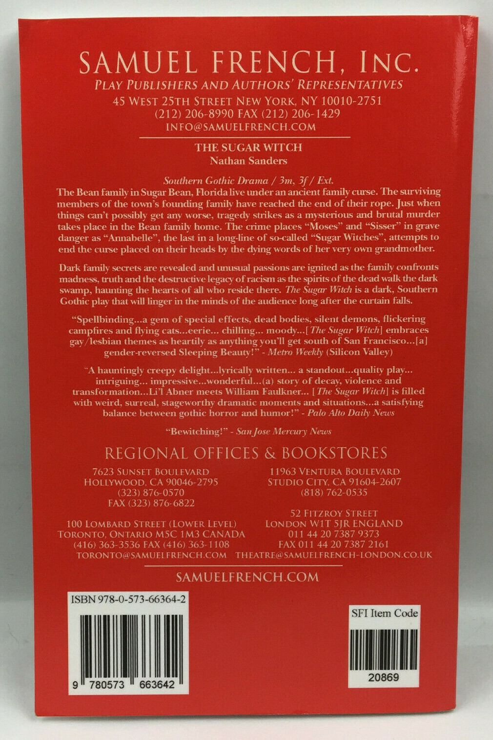 The Sugar Witch by Nathan Sanders 2008 Southern Gothic Drama Play INSCRIBED