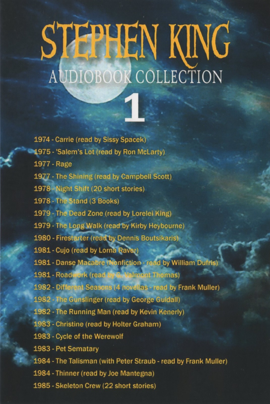 Stephen King Audiobook MP3 DVD Collection 1974-2016..