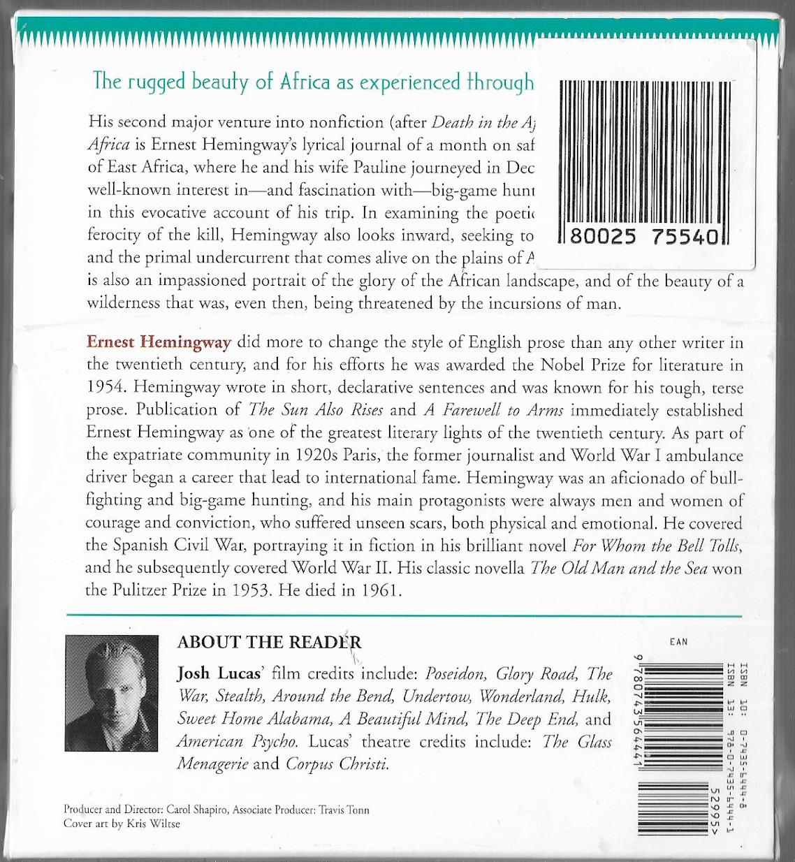 Green Hills of Africa by Ernest Hemingway (2006, Compact Disc, Unabridged…