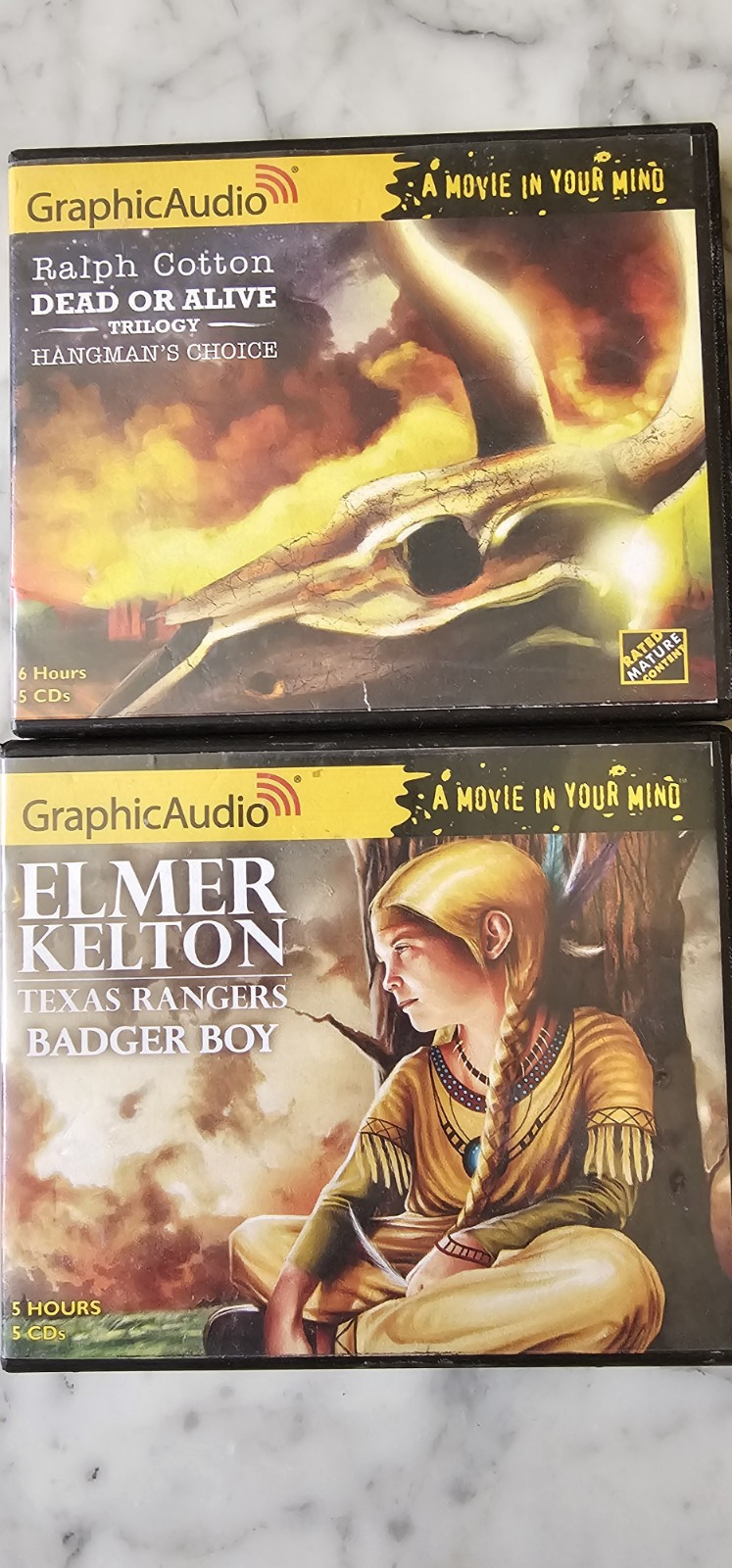 Graphic Audio Westerns. Sons Of TEXAS, TRAIL OD THE GUNFIGHTER and ELMER KELTON