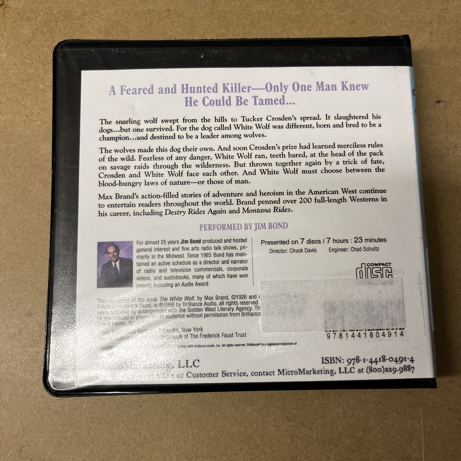 The White Wolf By Max Brand (Unabridged 7 CDs Audiobook) Good WESTERN