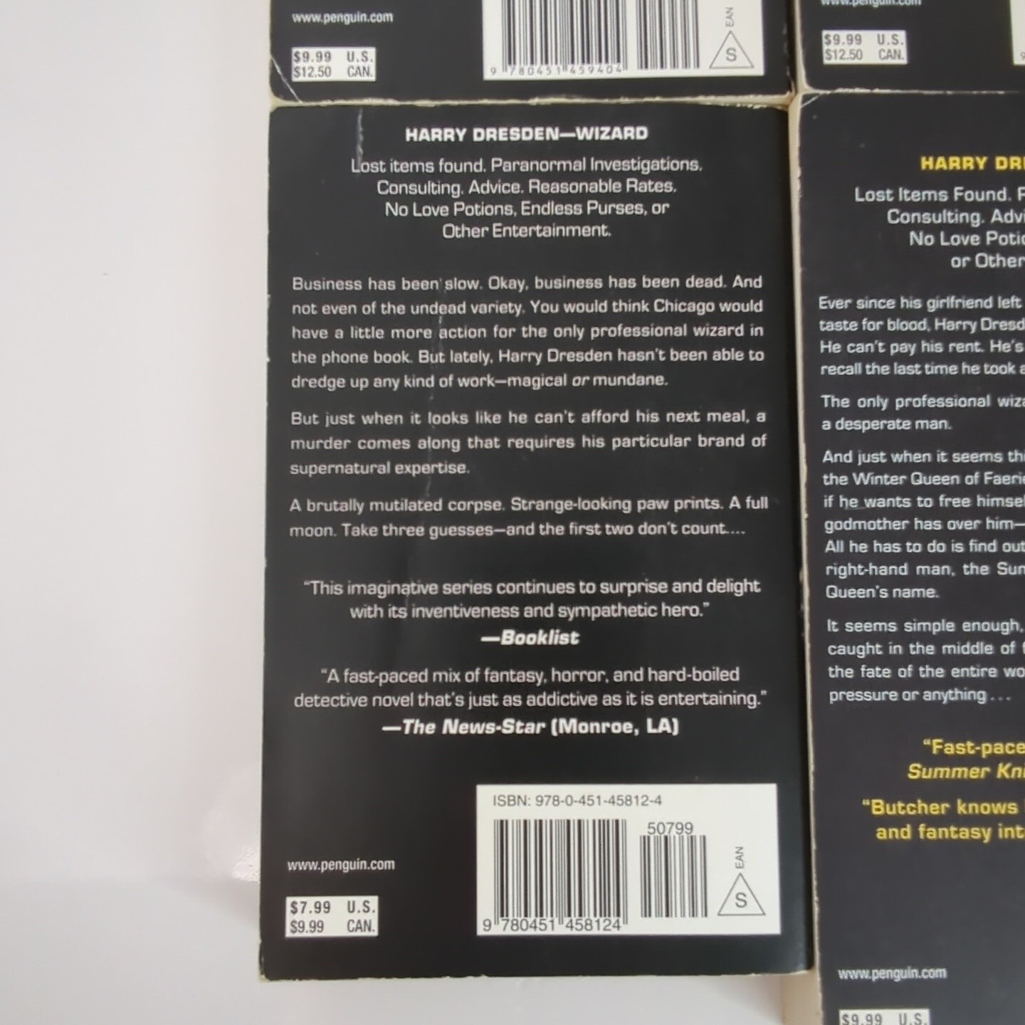 Dresden Files by Jim Butcher Fantasy Mystery Book 1, 2, 4 and 5 Storm Front +