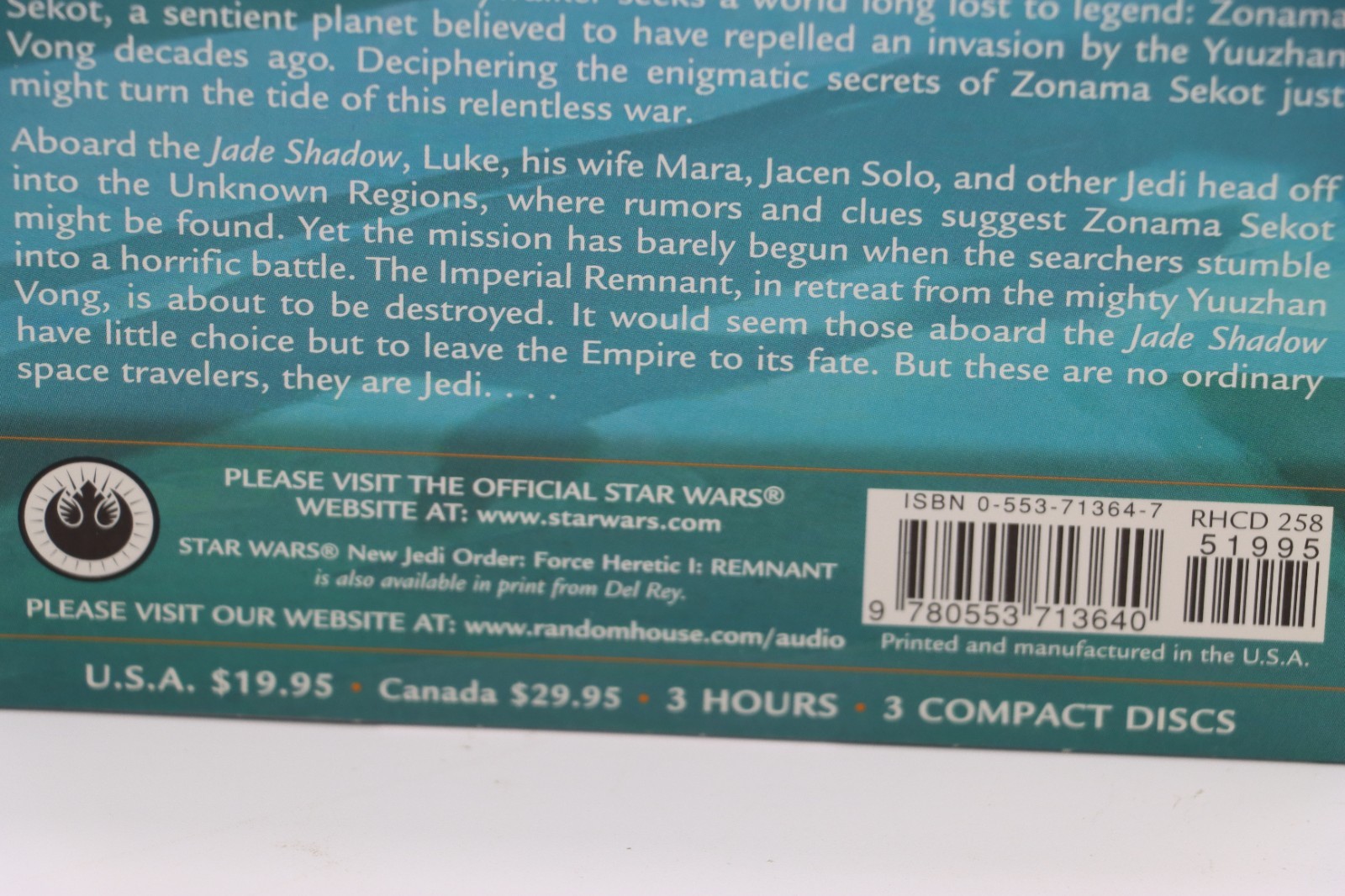 Star Wars The New Jedi Order Force Heretic I Remnant II Refugee Audiobook CD lot