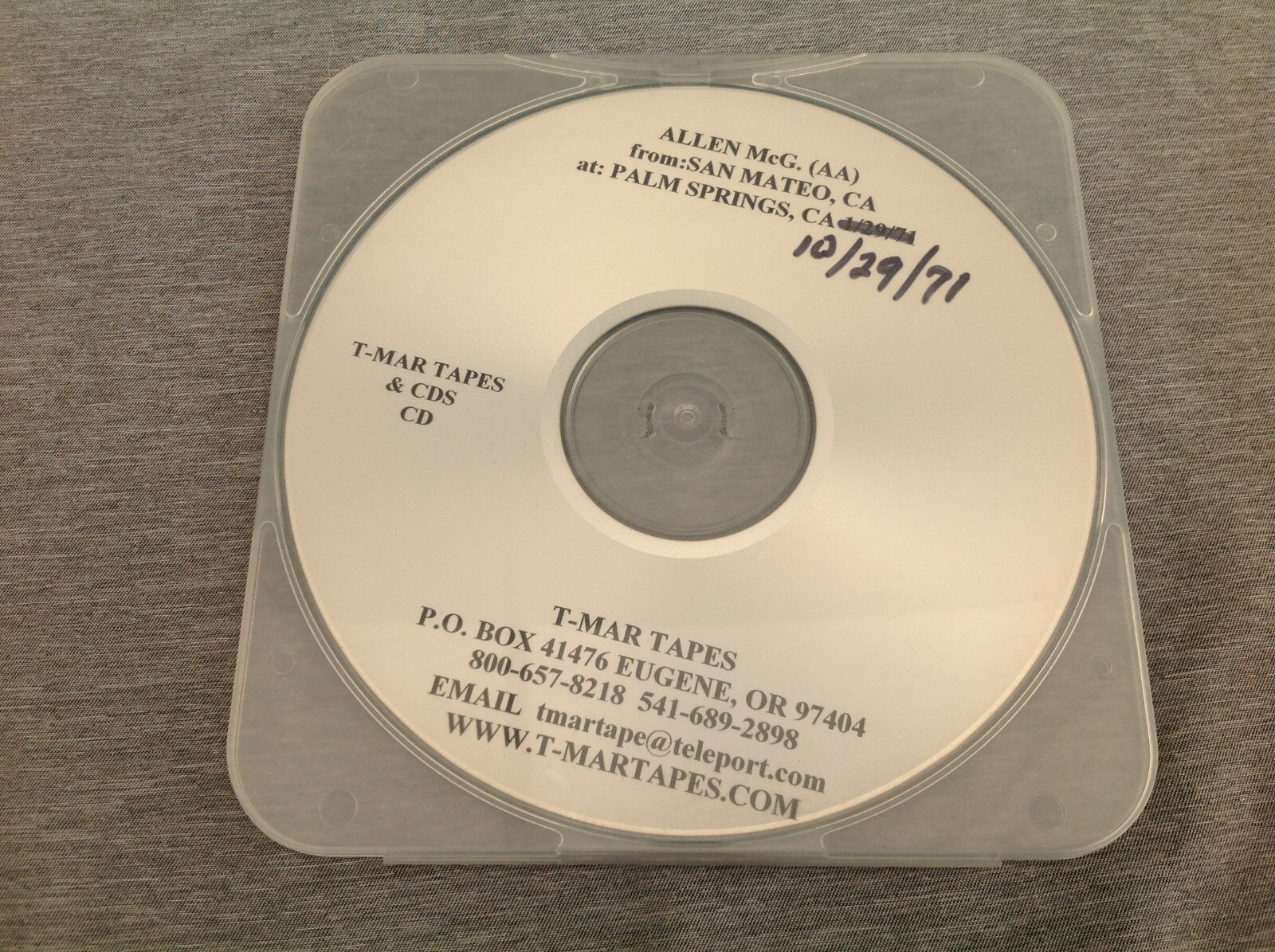 Allen McG 1971 (Alcoholics Anonymous) Speaker Talk CD