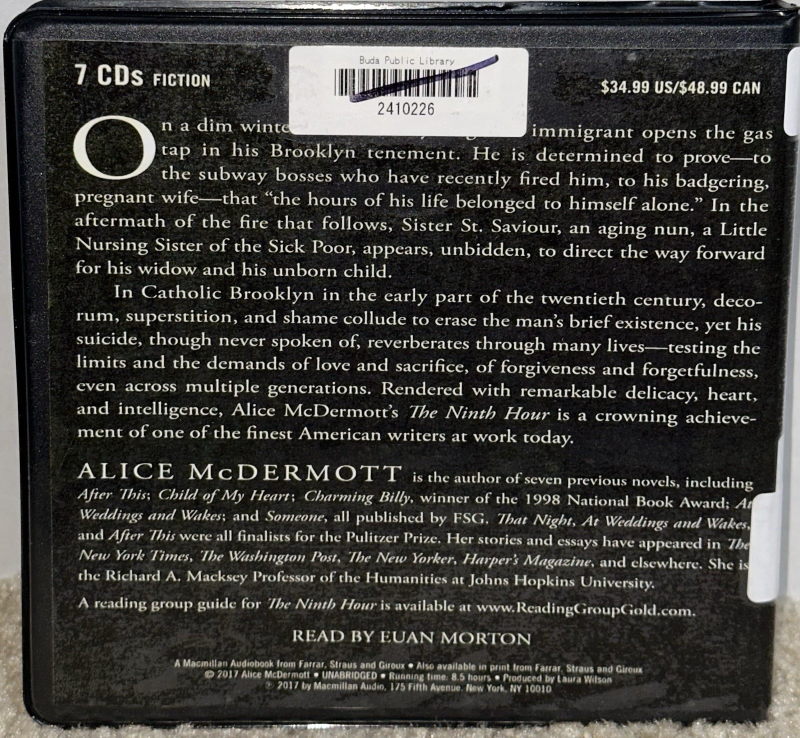 The Ninth Hour — Alice McDermott Audiobook 7 CD Unabridged Euan Morton