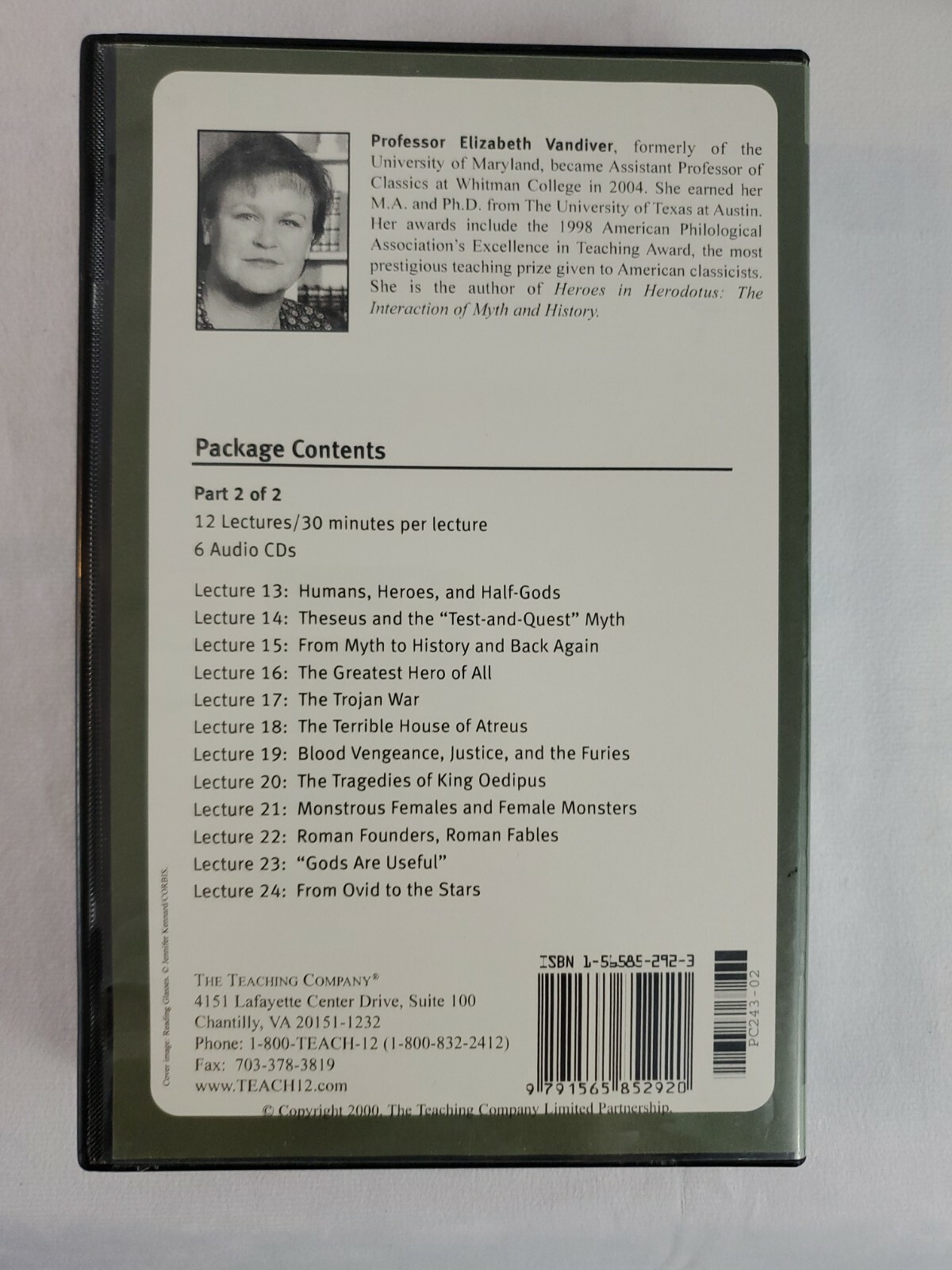 Great Courses — Classical Mythology Parts 1 & 2 — Book & 12 Audio CDs -Free Ship