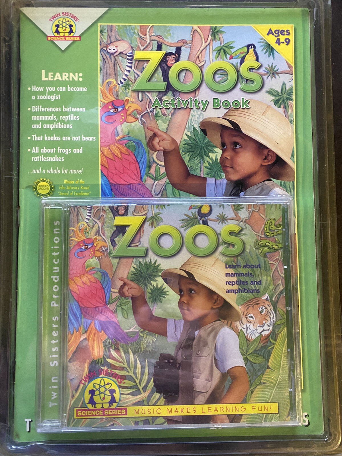 Twin Sisters Science Series Zoos Animals Activity Book with Music Learning CD