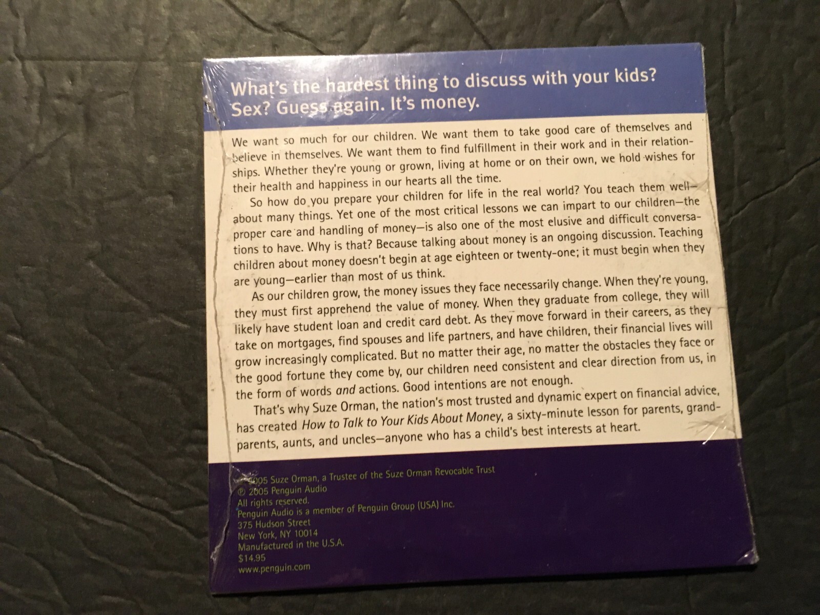 Suze Orman How To Talk To Your Kids About Money Any Age Anytime, Anywhere CD NEW
