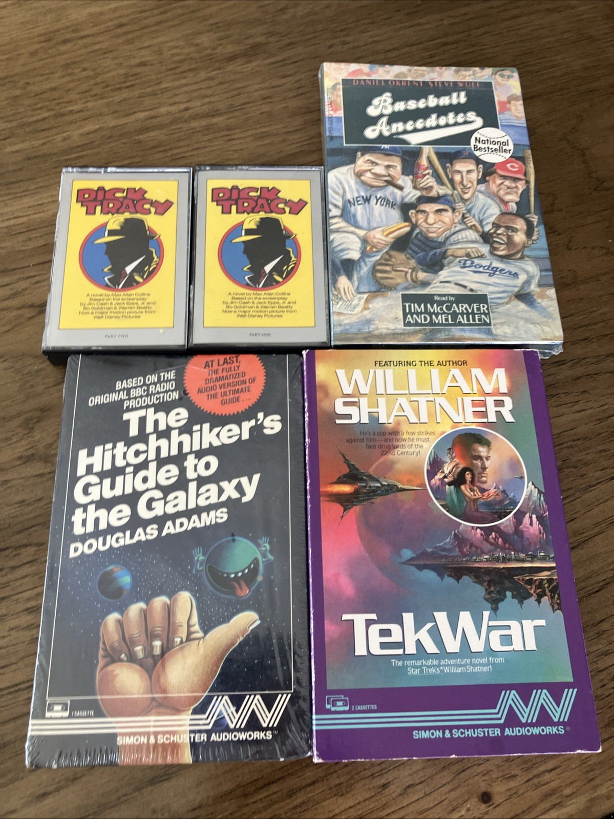 Lot of 4 Audio Cassette Books TekWar Hitchhiker’s Guide To The Galaxy Dick Tracy