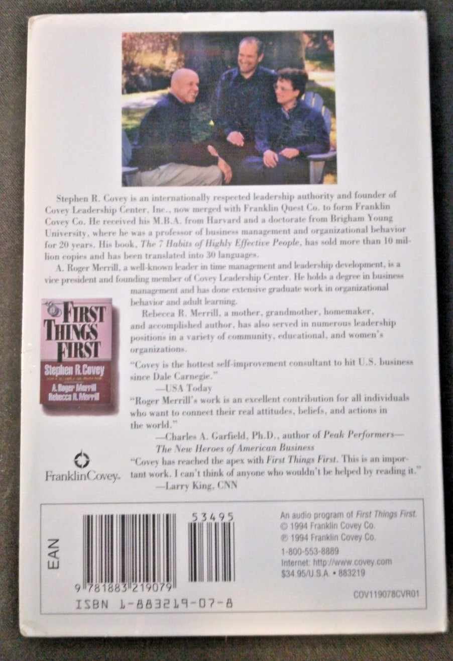 Stephen R. Covey — First Things First (CASS, 1994) **FACTORY SEALED**