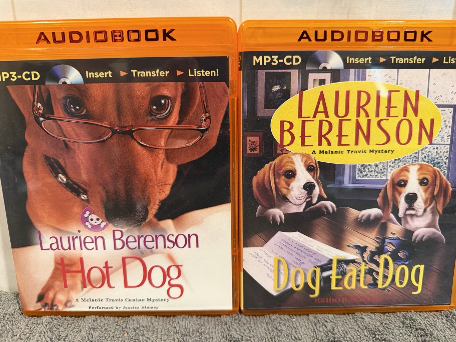 Audio Book 2 Laurie Berenson HOT DOG & DOG EAT DOG Mystery Stories MP3-CD’s 🐾