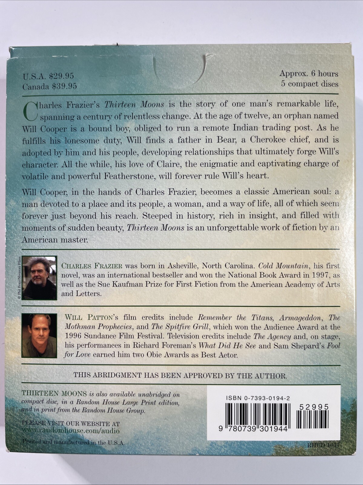 Thirteen Moons by Charles Frazier Abridged Audiobook CD