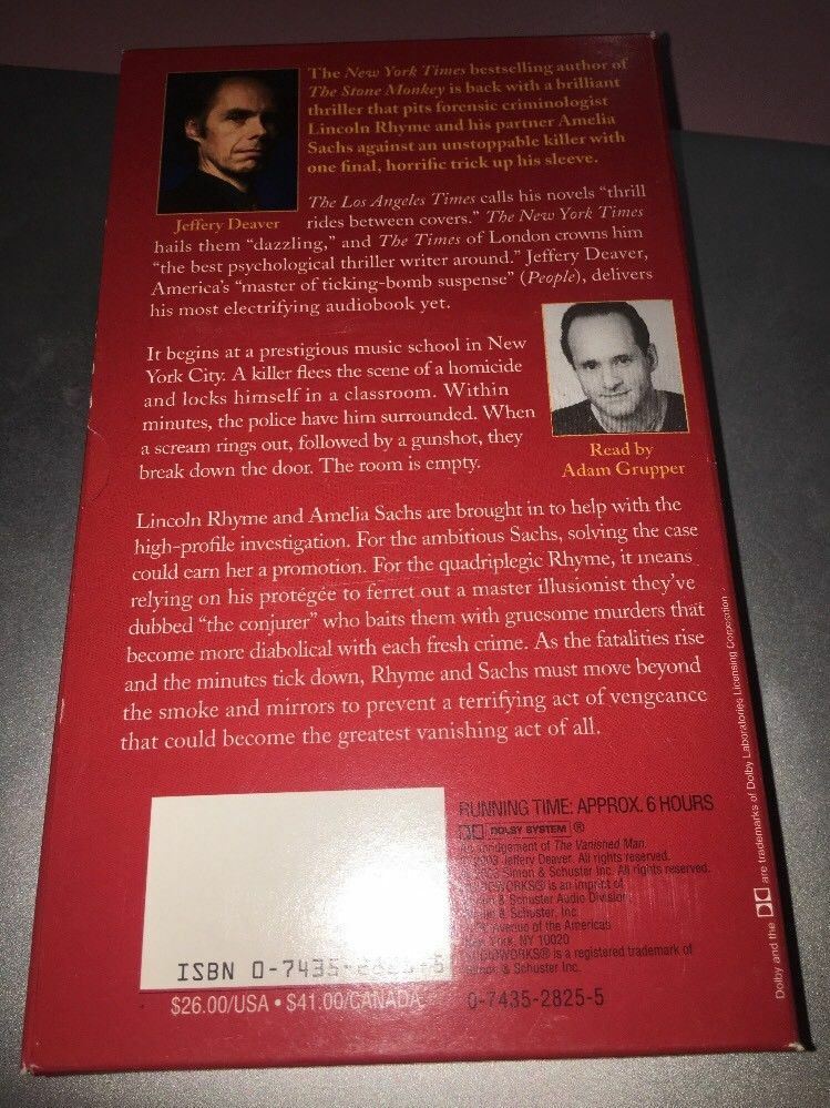 Lincoln Rhyme: The Vanished Man No. 5 by Jeffery Deaver (2003, Cassette, Abridg…