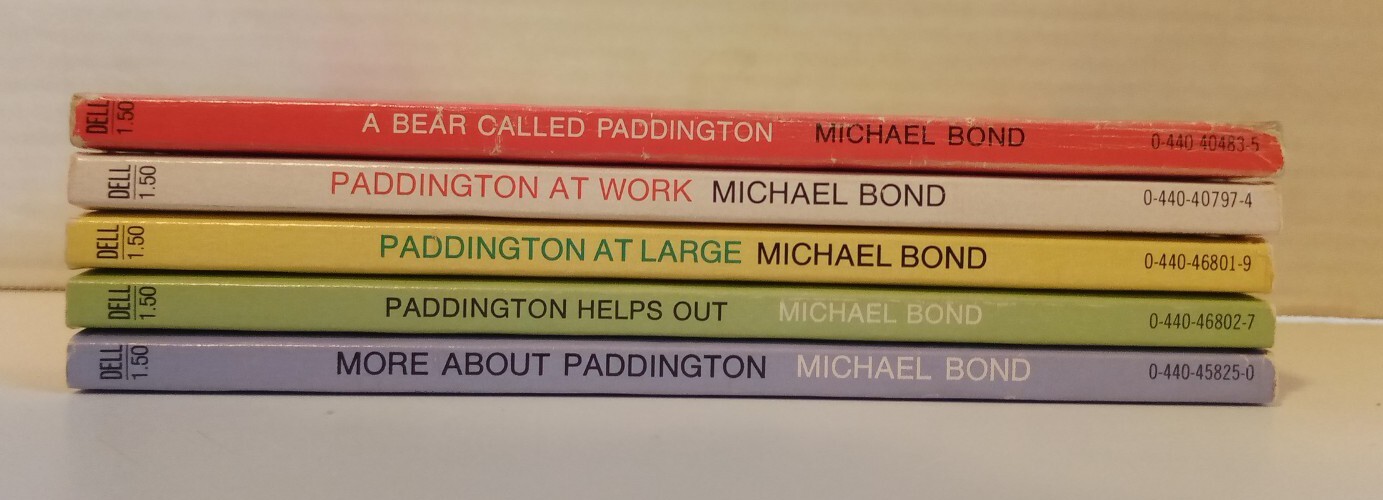 5 Vintage Paddington Bear Book Lot, Dell Yearling 1980’s by Michael Bond