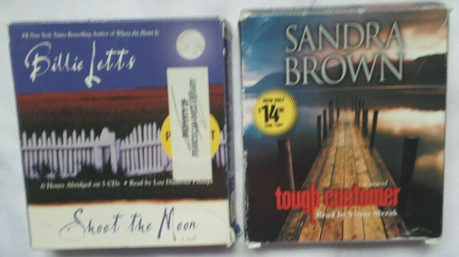 2 AUDIOBOOKs CDs Letts SHOOT THE MOON & Brown TOUGH CUSTOMER Preowned