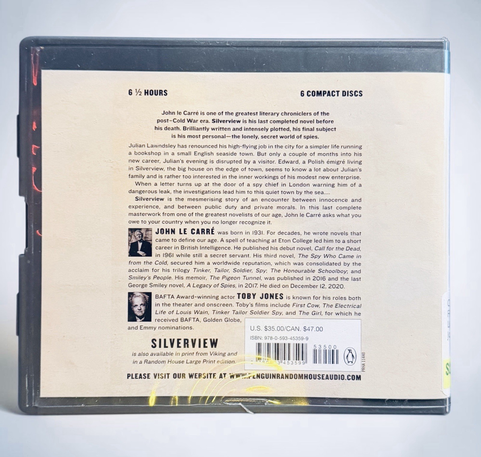 Silverview John le Carré Audiobook CD 6 Disc Unabridged Ex Library Toby Jones