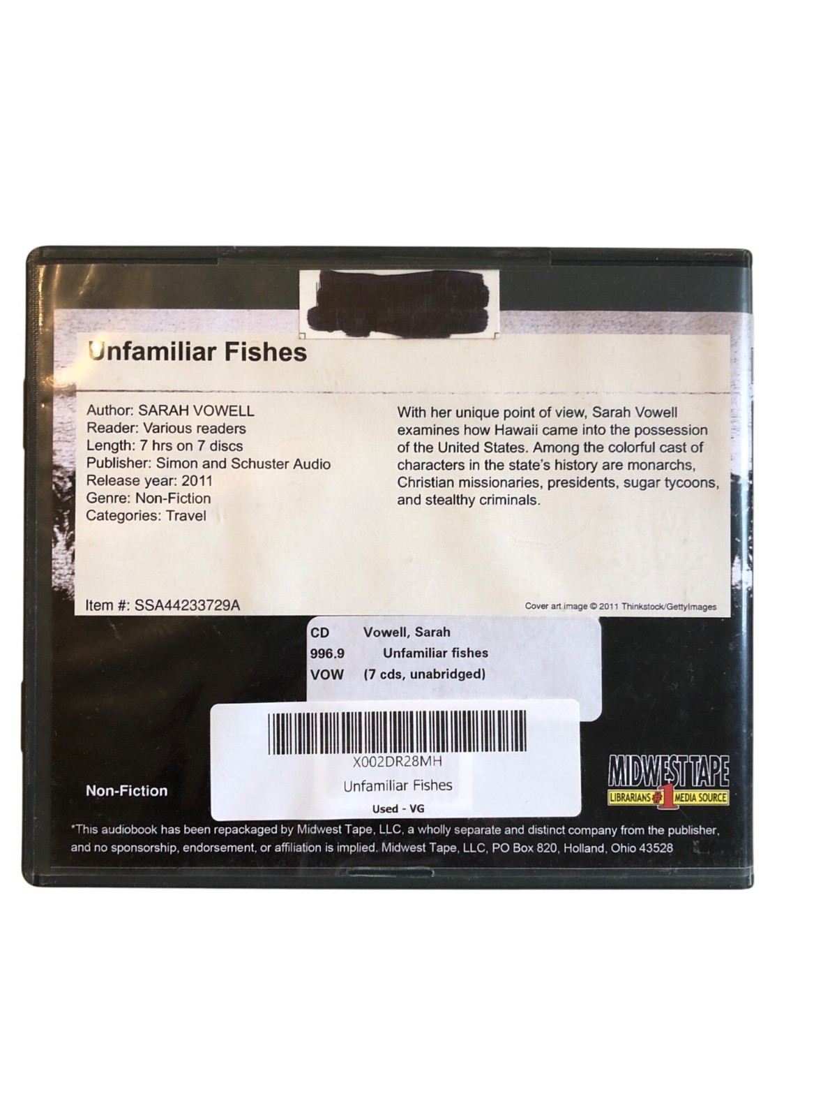 Unfamiliar Fishes Audiobook Sarah Vowell 7 Discs 2011 Simon & Schuster Audio